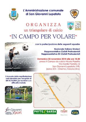 DOMENICA 23 NOVEMBRE  A SAN GIOVANNI LUPATOTO (VR) SINDACI E CICLISTI “IN CAMPO PER VOLARE” E COMPRARE UN’ALTALENA SENZA BARRIERE